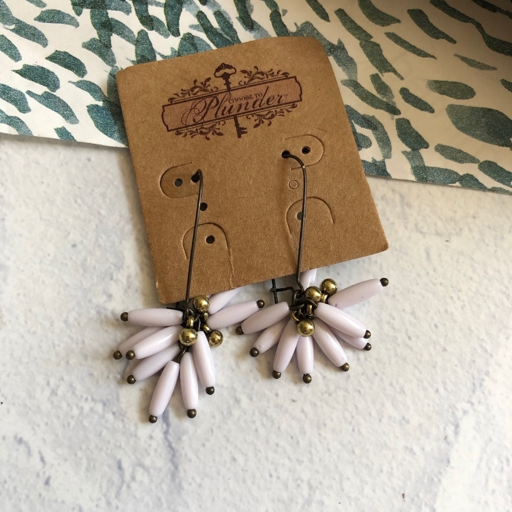 Plunder White Bead Cluster Drop Earrings